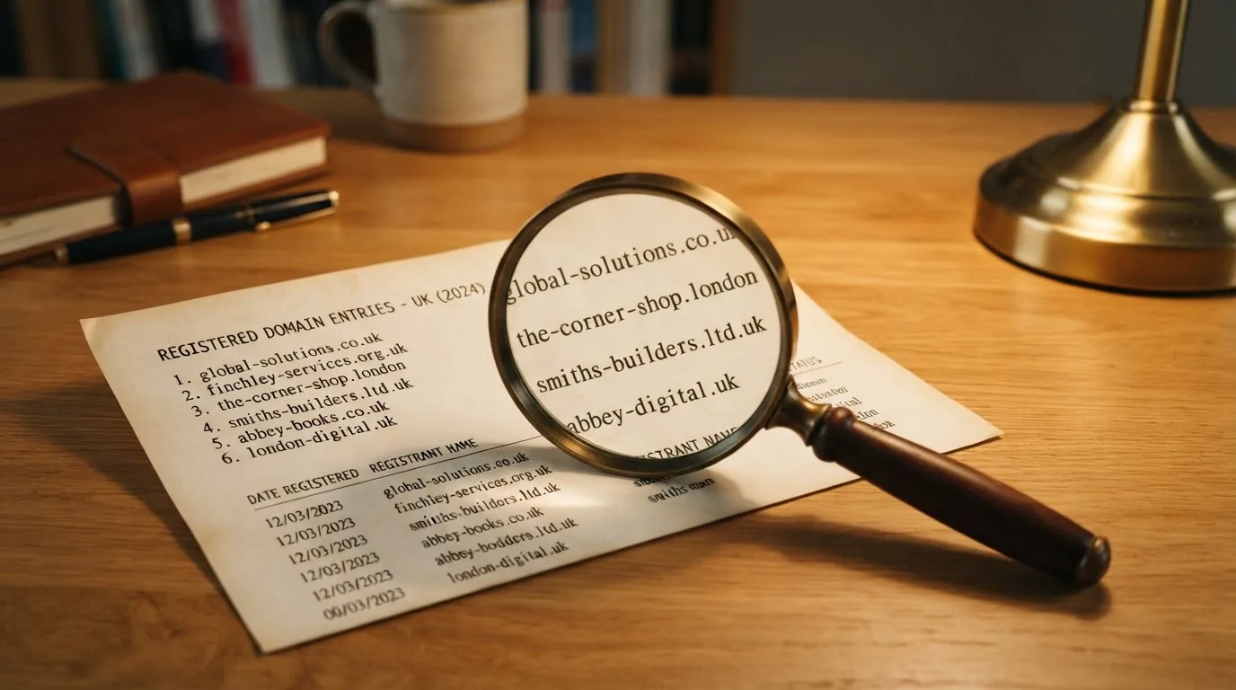 A magnifying glass rests over a printed regulatory certificate on a wooden desk.