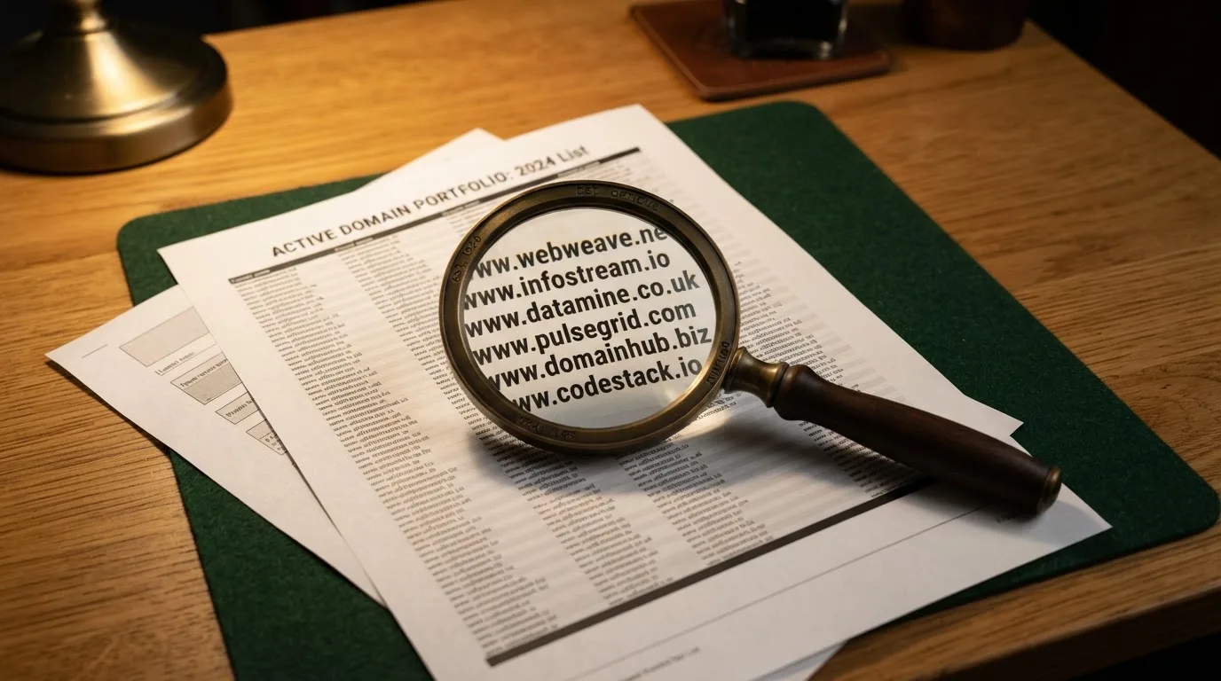 A magnifying glass rests over a printed regulatory certificate on a wooden desk.