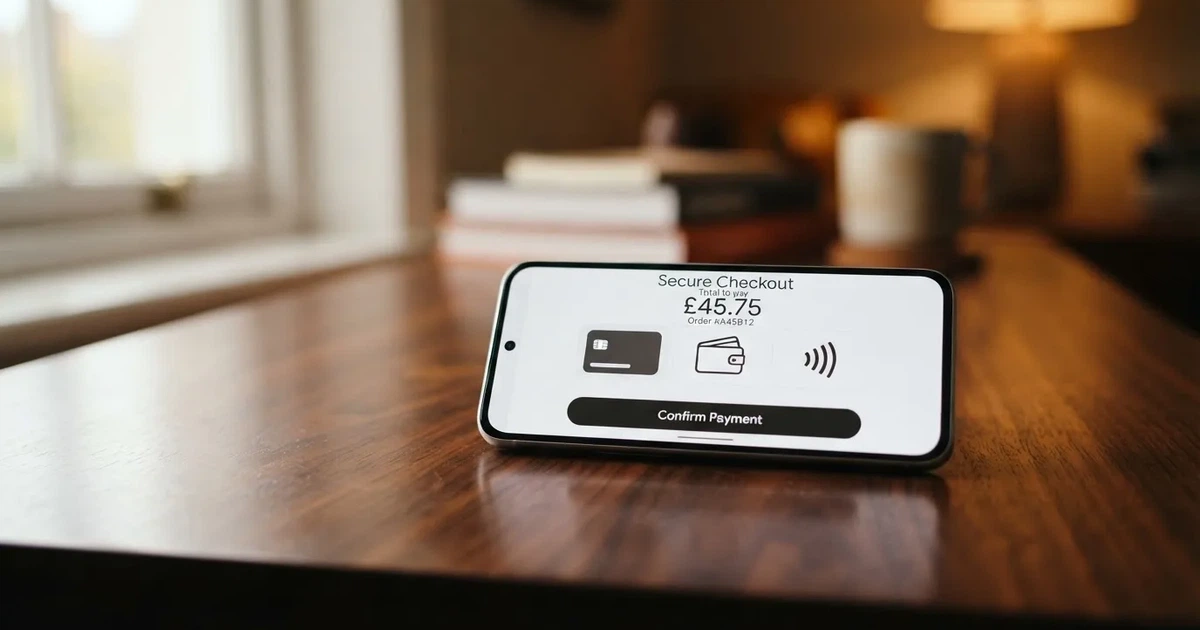 Several payment method icons displayed on a phone screen at checkout